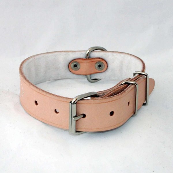 Hundhalsband Halsband Leder 20 mm breit, 50 cm lang, Farbe braun innen Futter schwarz