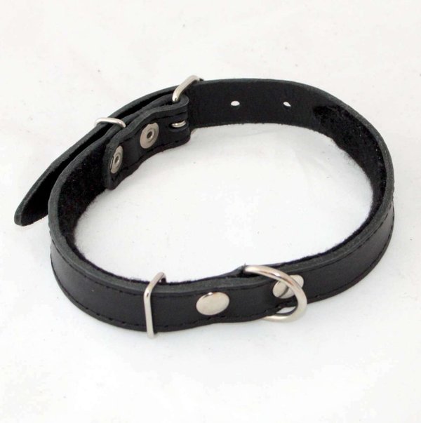 Halsband Leder 30 mm breit, 67 cm lang, Farbe schwarz innen Futter schwarz
